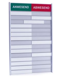 Frei beschriftbare Firmenbeschilderung (Anwesend - Abwesend u. a.) | 15 Namen
