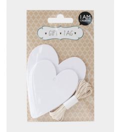 Gift Tags | Heart | White | 2x10 pieces + string