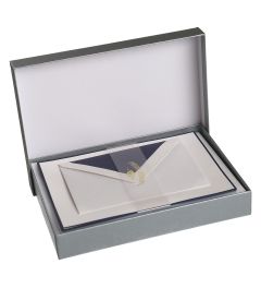 Crown Mill | 25 sheets and envelopes | with colorful piping and lining | A5 | white-dark blue