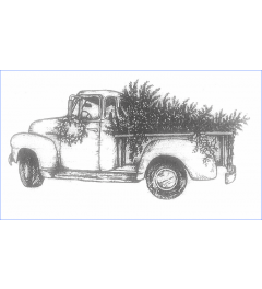 Weihnachtsstempel | Pickup-Truck mit Weihnachtsbaum